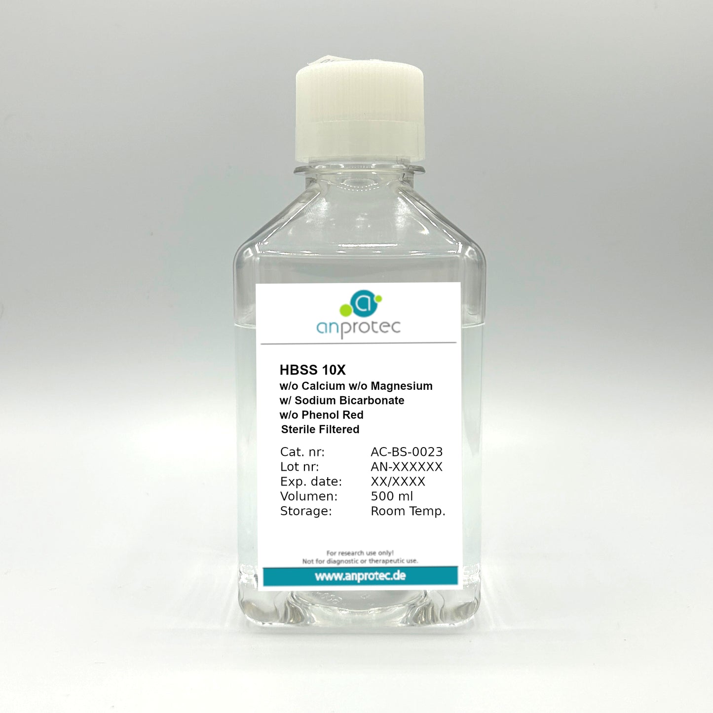 Hanks' Balanced Salts Solution (HBSS) 10X w/o Calcium w/o Magnesium w/ Sodium Bicarbonate w/o Phenol Red