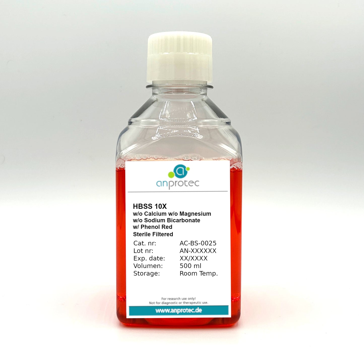 Hanks' Balanced Salts Solution (HBSS) 10X w/o Calcium w/o Magnesium w/o Sodium Bicarbonate w/ Phenol Red