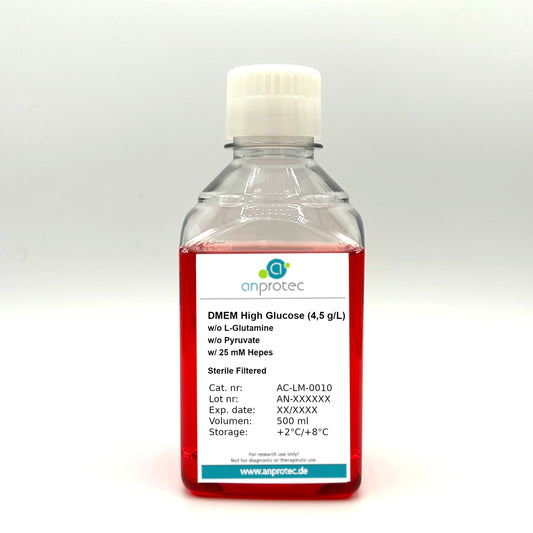 DMEM High Glucose w/o L-Glutamine w/ 25mM Hepes w/o Sodium Pyruvate