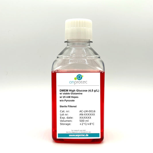 DMEM High Glucose w/ stable Glutamine w/ 25mM Hepes w/o Sodium Pyruvate