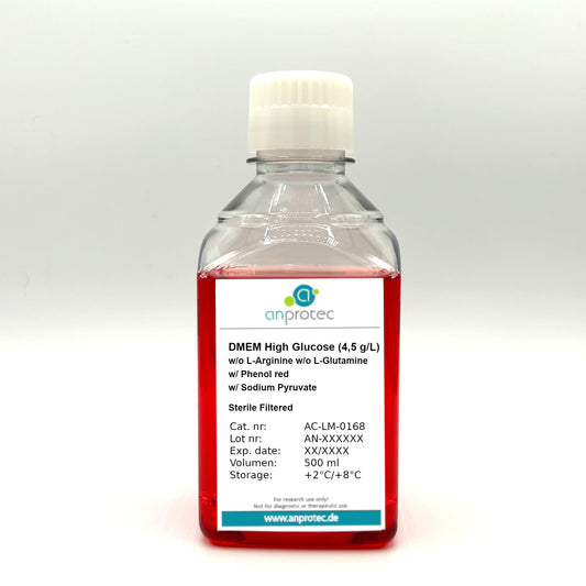 DMEM High Glucose (4,5 g/l) w/o L-Arginine w/o L-Glutamine w/ Phenol red w/ Sodium Pyruvate