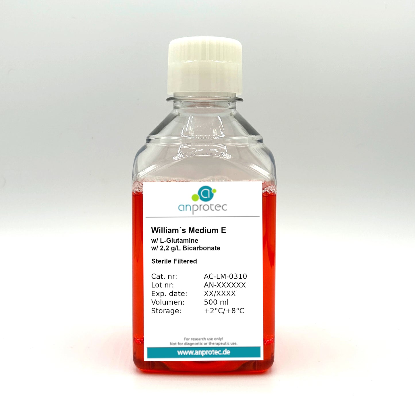 William´s Medium E w/ L-Glutamine, w/ 2.2 g/L NaHCO3