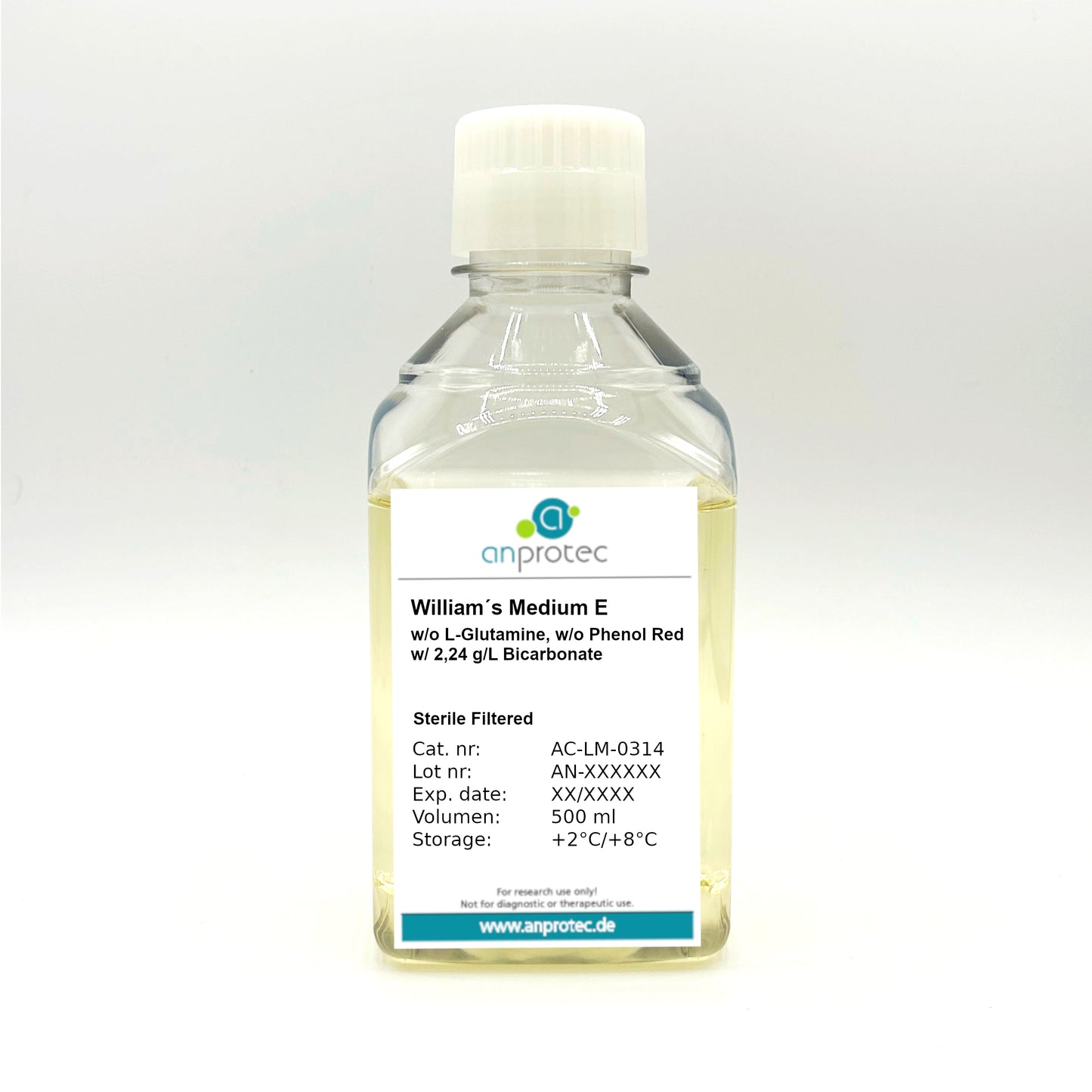William´s Medium E w/o L-Glutamine w/o Phenol red w/ 2.24 g/L NaHCO3
