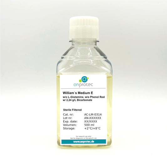 William´s Medium E w/o L-Glutamine w/o Phenol red w/ 2.24 g/L NaHCO3